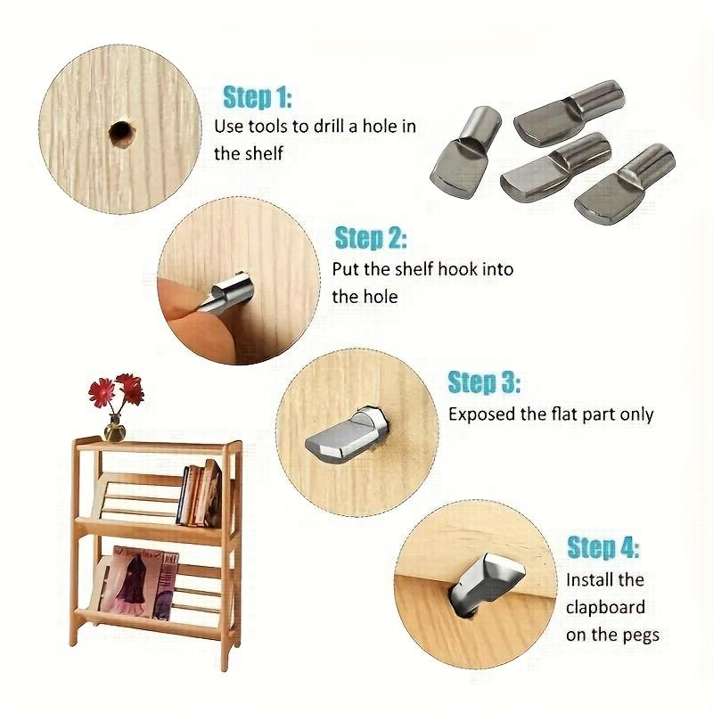 20/50 шт. Полочные штифты, 5 мм, ложкообразной формы, никелированные, опорные штифты для полок, штифты для книжной полки