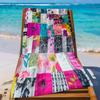 Large Microfiber Beach Towel 2D Flat Printed Colorful Patchwork Sand Free Soft Absorbent Bath Towel For Beach Pool Travel 1PC