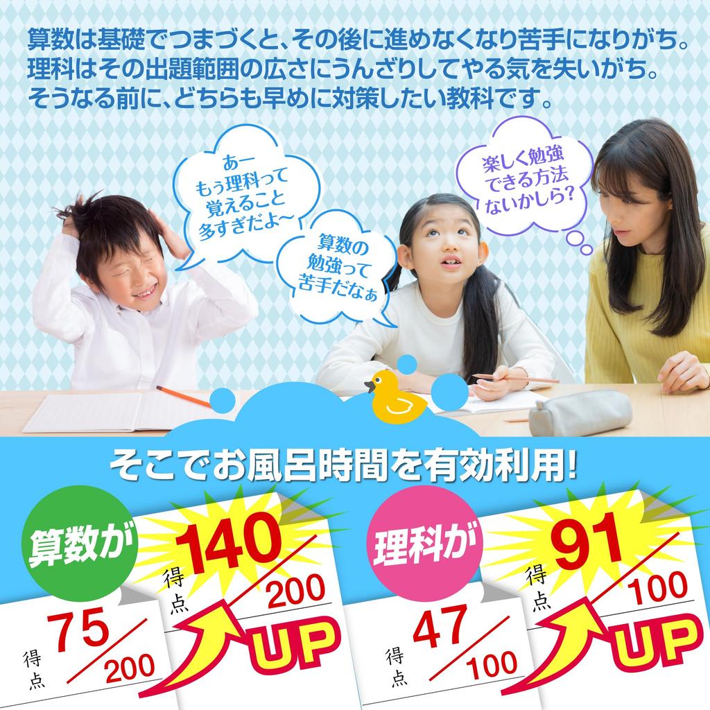 Набор для ванной Освоение вступительного экзамена в среднюю школу Плакаты для ванной формата B3 Образовательный Цена Математика/Наука (Набор 2) Япония, Размер, Водонепроницаемый,