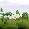 Plastic Simulation Trees Landscape Rural Style Micro Figurines Durable Sakura Miniatures  Yard