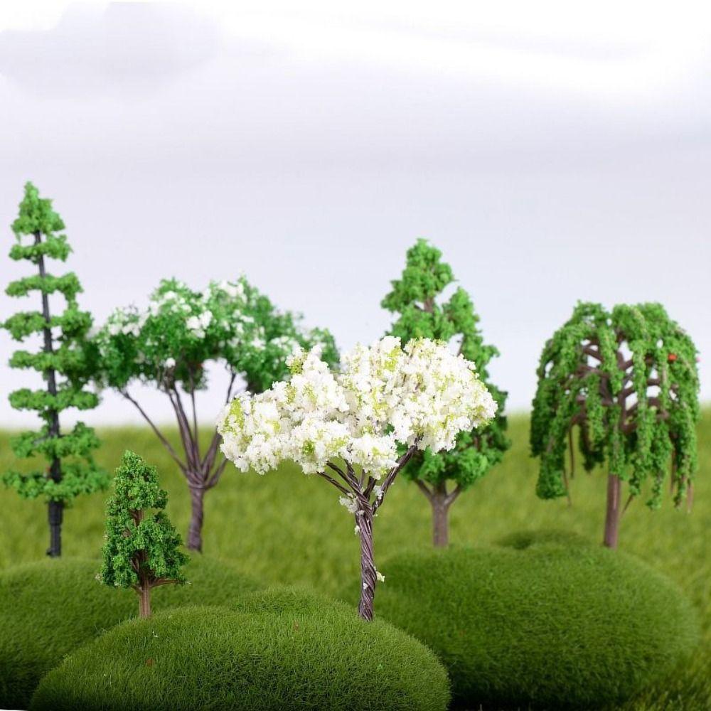Plastic Simulation Trees Landscape Rural Style Micro Figurines Durable Sakura Miniatures  Yard