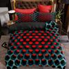 3Pcs Duvet Cover Set, 3D Hexagonal Honeycomb Pattern Duvet Cover Set For Boys, Twin/Full/Queen/King Size