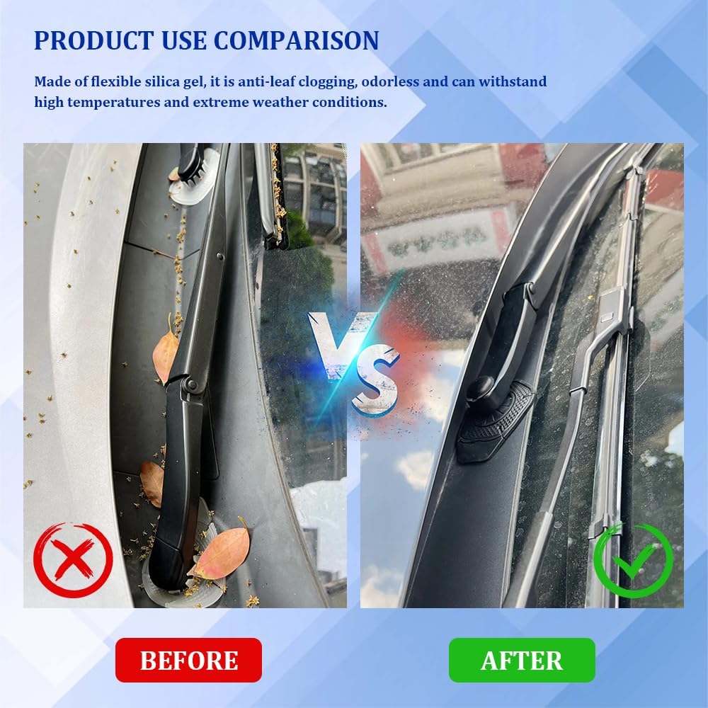 2PCS Car Wiper Arm Hole Protection Pad, Silicone Windshield Wiper Arm Hole Protector Dust Cover, Front Wiper Protective Guards Prevents Blockage,
