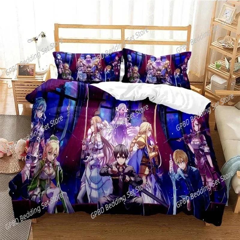 Cartoon Asuna Sword Art Online Bedding Set Single Twin Double Queen King Cal King Size Bed Linen Set