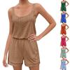 Women's Hollow Jumpsuit Spaghetti Straps Bohemian Style Summer Casual Jumpsuit Shorts