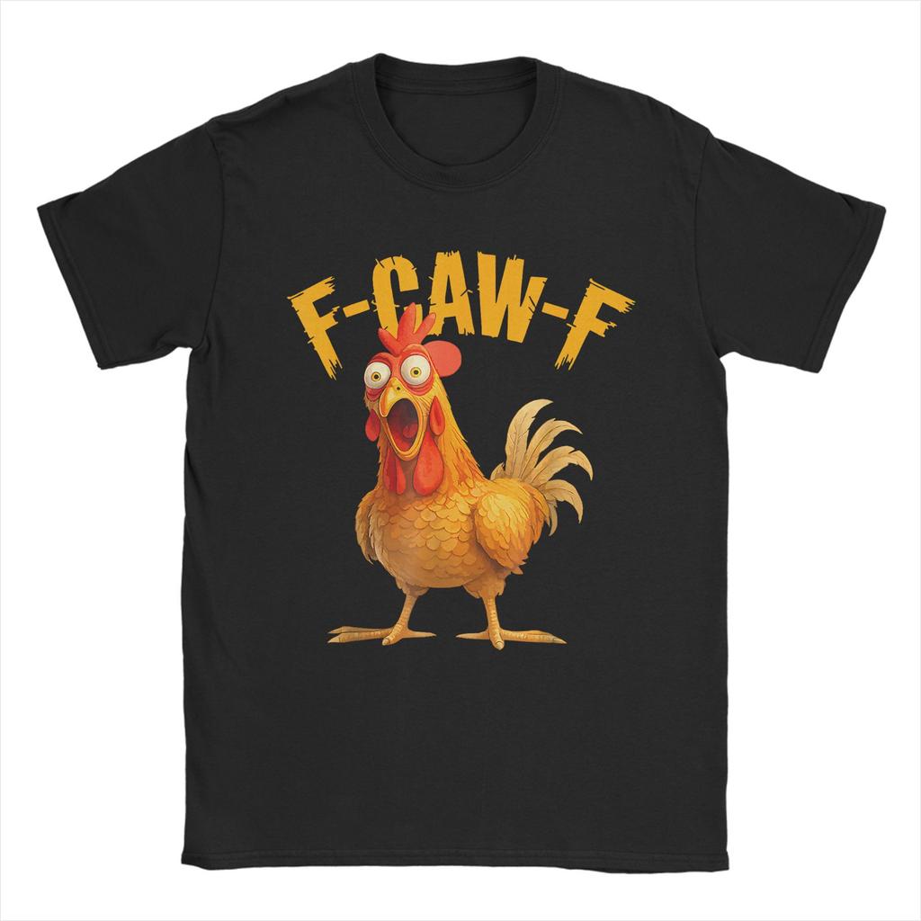 Men's T-Shirts F-Caw-F Funny Chicken FCAWF Meme Funny Cotton Tees Short Sleeve T Shirt Crewneck Clothes Birthday Gift