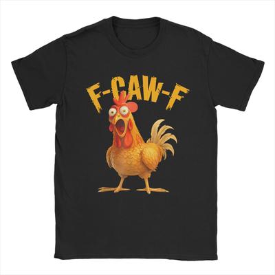 Мужские футболки F-Caw-F Смешная курица FCAWF Мем Смешные хлопковые футболки с коротким рукавом Футболка с круглым вырезом Одежда Подарок на день рождения