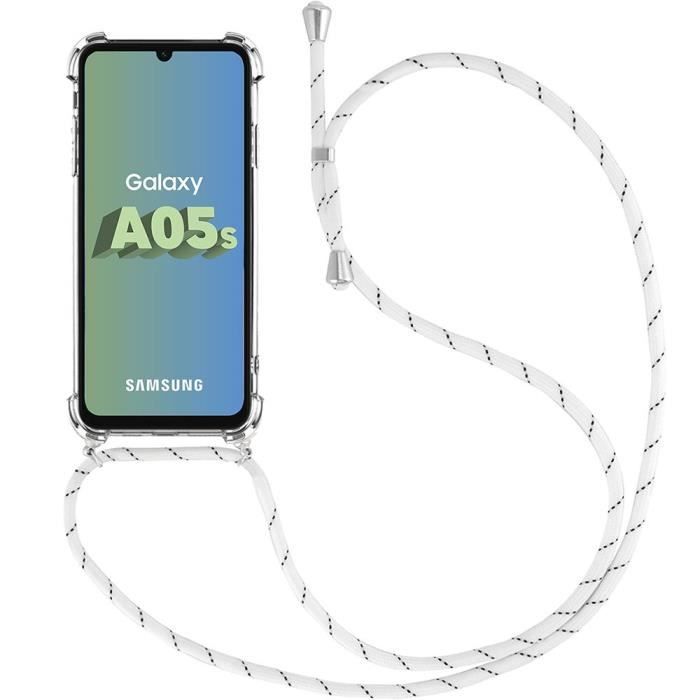 Coque de protection - BOOLING - pour Samsung Galaxy A05s - Transparent - Anti-choc - Cordon blanc inclus