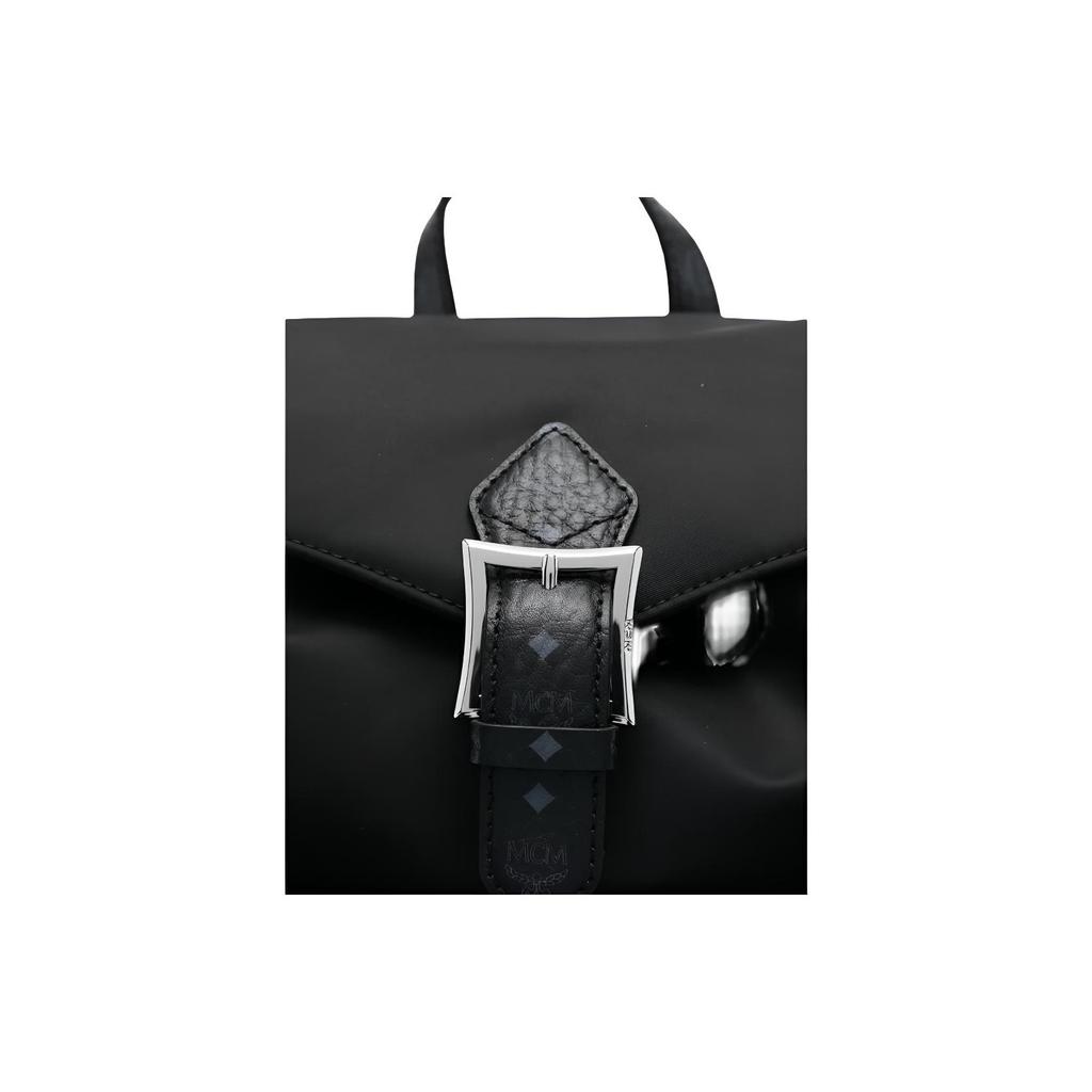 MCM Ensi En Aren Metal Hardware Recycled Nylon Backpack Women backpack Black MWKFATA04BK001