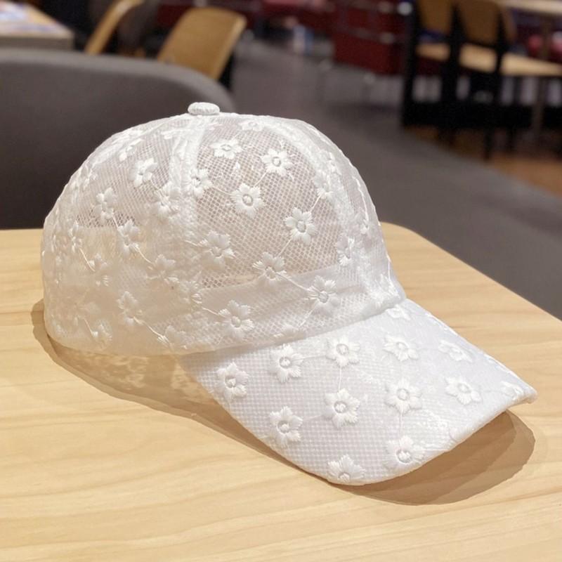 WTEMPO Hollow Out Duck Tongue Hat Women's Summer Lace Flower Korean Version Versatile Sun Shield Hat Breathable Solid Baseball Hat