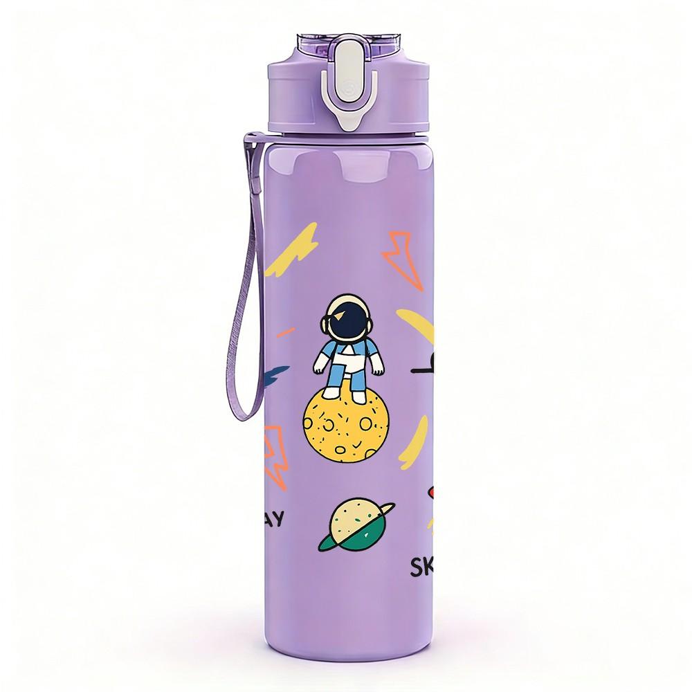 1PC Music Game Doodle Pattern 750ml Color Plastic Sports Water Bottle Leakproof Flip Straw Lid Suitable for Sports Office Home Use