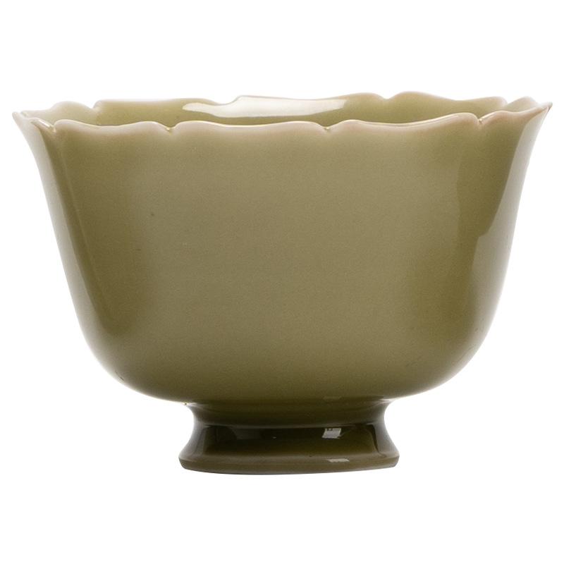 Керамическая чашка ручной работы «Лепесток» на высокой ножке, китайская чайная чашка для кунг-фу, домашняя мастер-чашка, маленькая дегустационная посуда для чайной церемонии