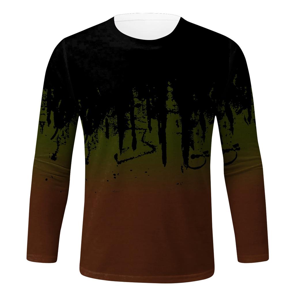 Мужская весенняя футболка с длинным рукавом с чернильным принтом Мужская свободная повседневная модная футболка с длинным рукавом