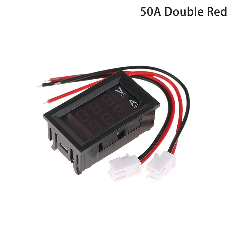 Mini Digital Voltmeter Ammeter DC 0-100V 50A Amp Volt Voltage Current Meter Detector Tester 0.28" Dual LED Display Gauge + Shunt