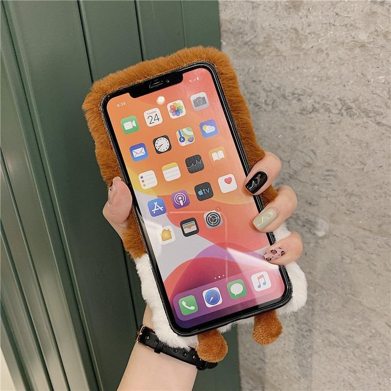 Милая попка корги для Apple 15 для iPhone 16 Promax Чехол для телефона Плюшевый 14 Осенне-зимняя защитная накладка XR