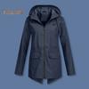 Женское осенне-зимнее пальто, ветрозащитная куртка с длинными рукавами, капюшоном, застежкой-молнией, однотонными накладными карманами, повседневная куртка для активного отдыха