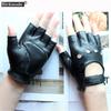 Genuine Leather Half Finger Gloves Women's Summer Driving Fashion Hollow Thin Unlined Motorcycle Riding Gloves