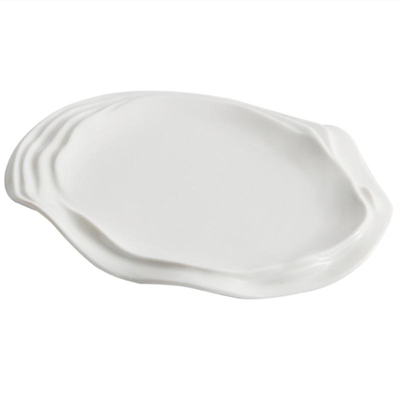 Неправильная эллиптическая тарелка для основного блюда Креативная керамическая тарелка для стейка Ресторанная еда Десертная тарелка Домашняя кухонная посуда