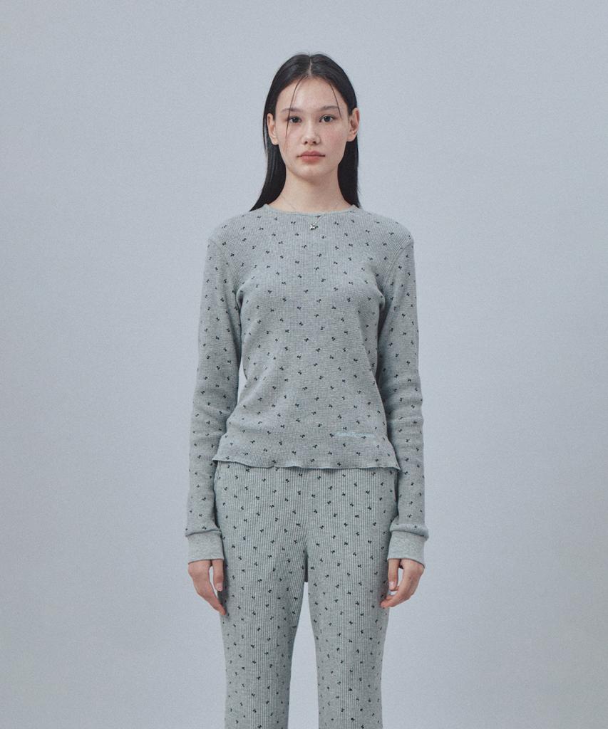 REST&RECREATION Logo Pattern Waffle Top - Gray