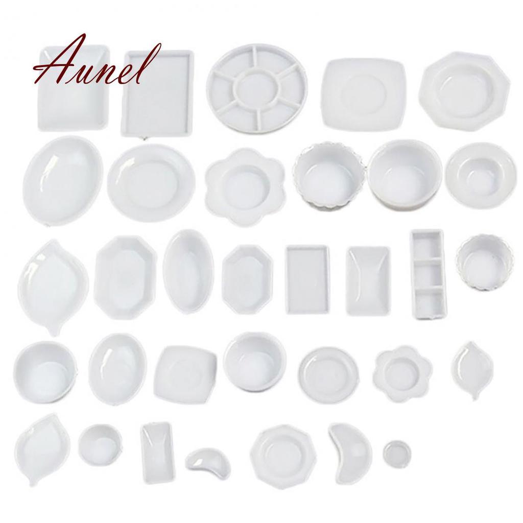 33Pcs 1:12 Dollhouse Miniature Kitchen Tableware Plastic Mini Plate Dishes Set