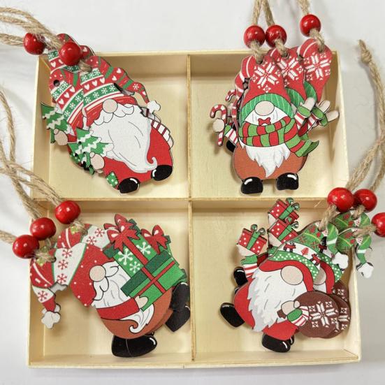 12 шт. Рождественские деревянные украшения, подвесные гномы, пряничные человечки, украшения для рождественской елки, подвеска для праздничного домашнего декора