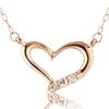 Pink Gold Diamond Heart Large Pendant Necklace Present [Suehiro]
