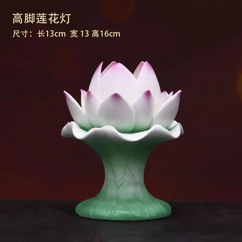 Ceramic Buddha Hall Offering Platform Buddhist Tools and Supplies Lotus Incense Burner Holy Water Cup Vase Home Furnishings