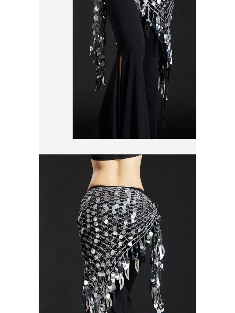 Mermaid Hip Scarf & Waist Chain Belly Dance Costume with Cymbals Triangle Shawl