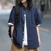 Women's Japanese Retro Short-Sleeve Casual Jacket - Trendy, Loose Fit, Versatile Half-Sleeve Shirt