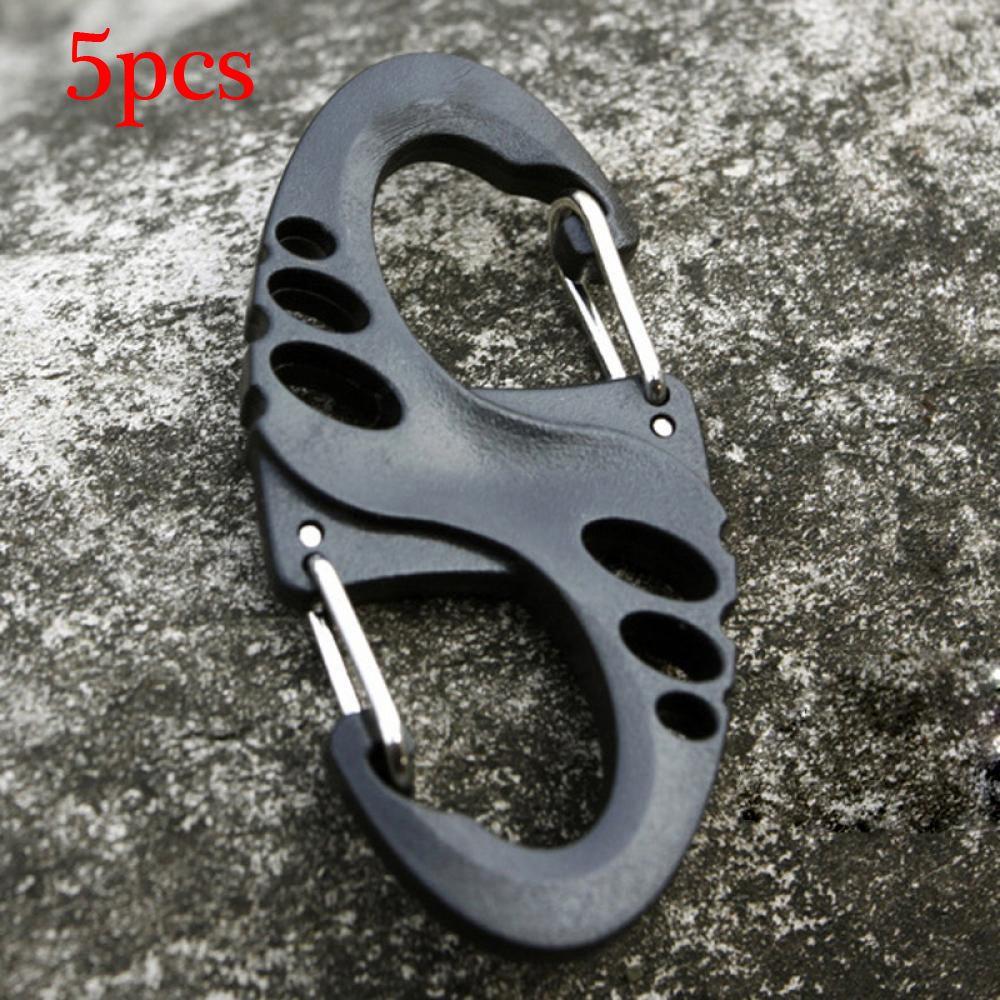 5PCS/10PCS Camping Plastic Steel Portable Dual Buckle Climbing Hook S-Type Carabiner Keychain
