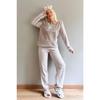 Серый - Женская плюшевая пижама с рисунком Hope