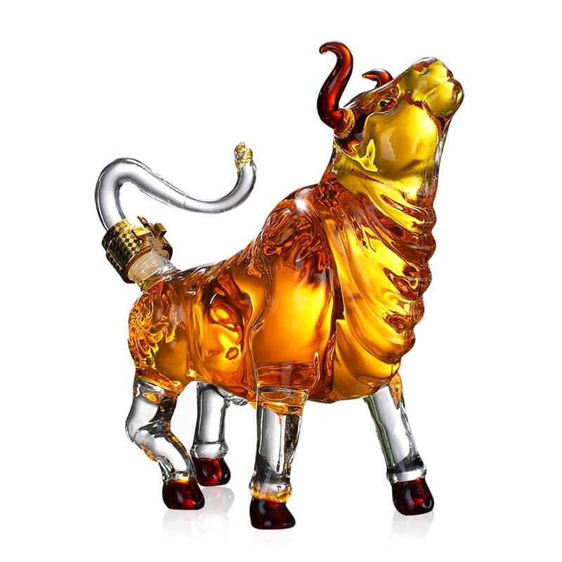 1000 мл Стекло для скота Бутылка для вина Фруктовый сок Виски Боросиликатное Животное Искусство и ремесла Орнамент Украшение для бара Подарок