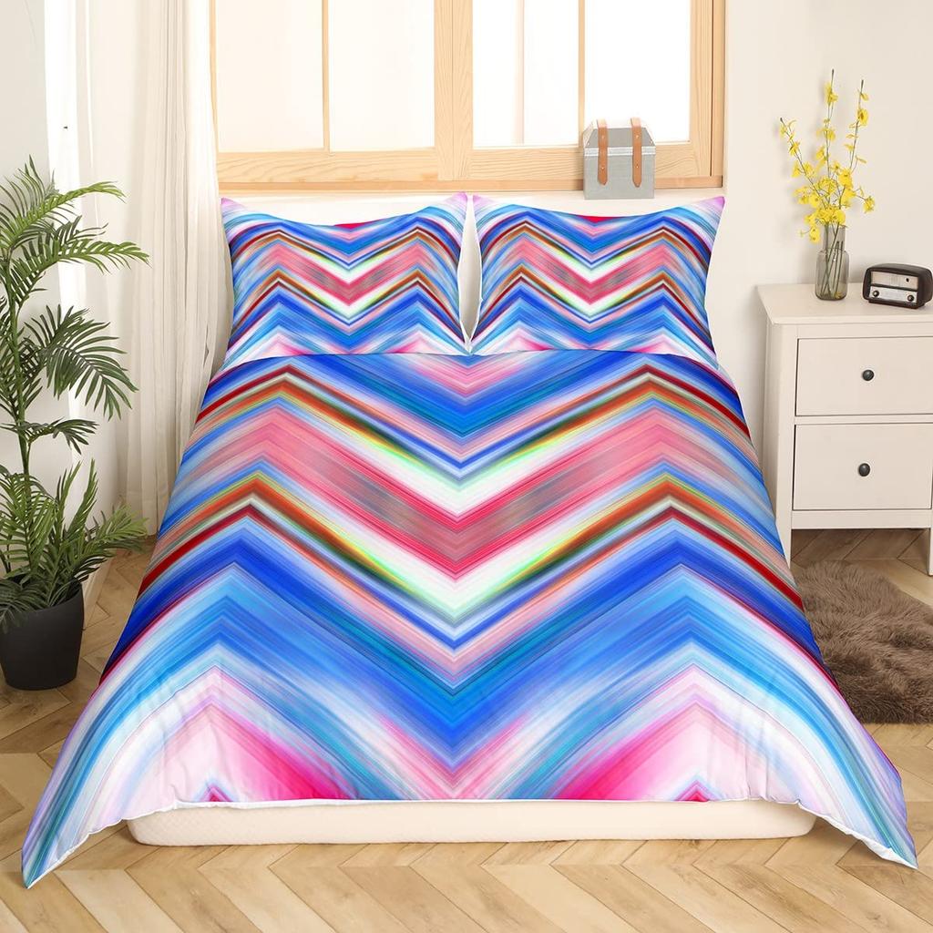 Cartoon Rainbow King Queen Duvet Cover Kids Girls Colorful Clouds Bedding Set Love Heart Comforter Cover Polyester Quilt Cover