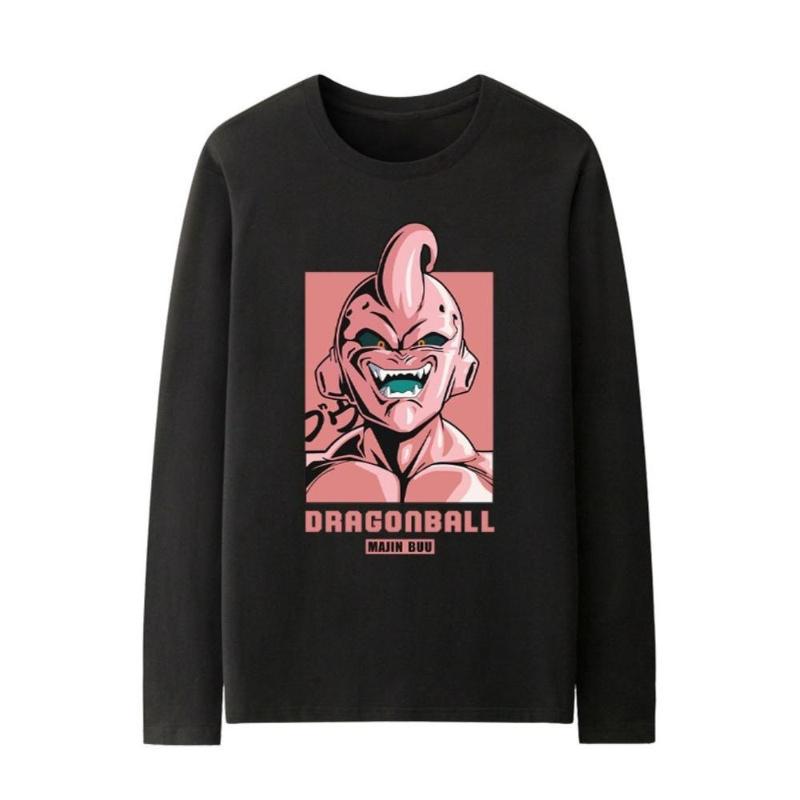 Dragon Balls Long Sleeve T-Shirt, Solid Color, Ribbed Cuffs, Breathable & Comfortable, Daily Essential