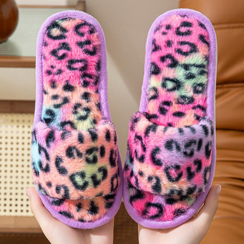 Cotton Slippers Women, Love Home Indoor Non Slip Open Toe Slippers, Plush Slippers Women