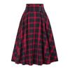 Women Midi Skirt Plaid Print High Waist A-Line Skirt Large Hem Design Slimming Effect Autumn Winter Skirt