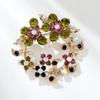 Luxury Vintage Crystal Color Gemstone Ribbon Flower Alloy Brooch Pin Corsage Accessories Brooch