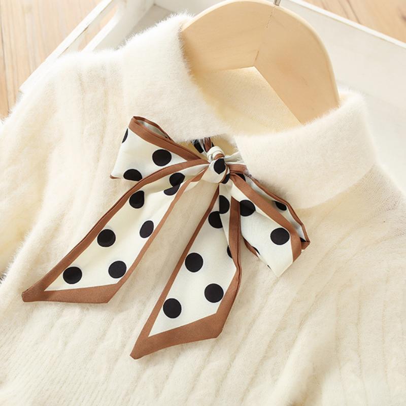 Детское платье с длинными рукавами, новые модные вязаные платья-свитера для девочек, повседневное плиссированное платье трапециевидной формы с лацканами для детей