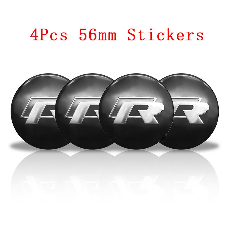 4Pcs 56mm 60mm Car Wheel Hub Center Cap Emblem Badge Cover Stickers For Volkswagen VW R Line GTI Touareg Golf 6 7 8 Jetta Passat zf0