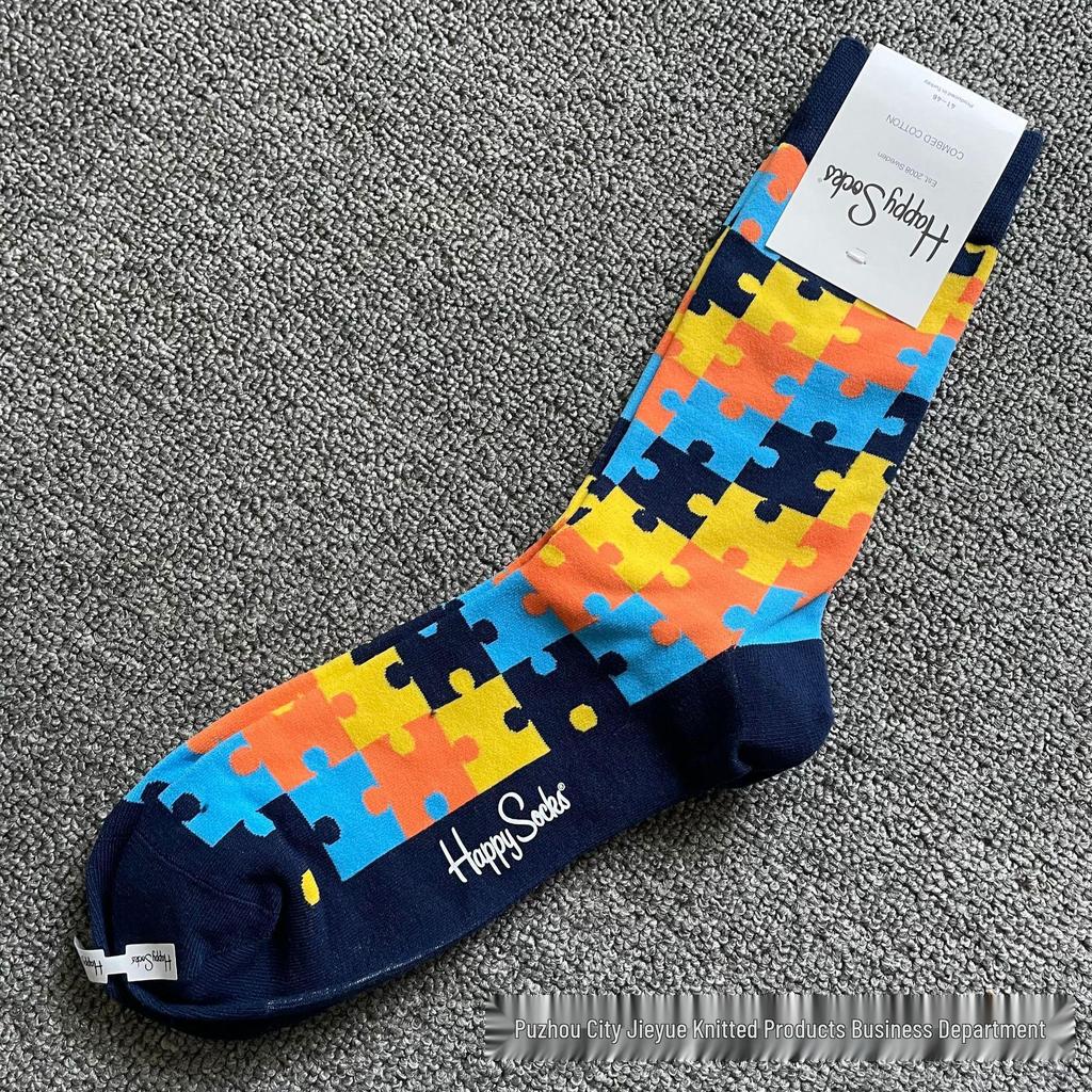 Hippy Happy Мужские Универсальные Хлопковые Носки до Середины Икры Модные