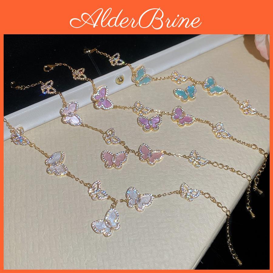 Elegant Copper Zircon Butterfly Jewelry Hand Chain For Women Summer Fashion
