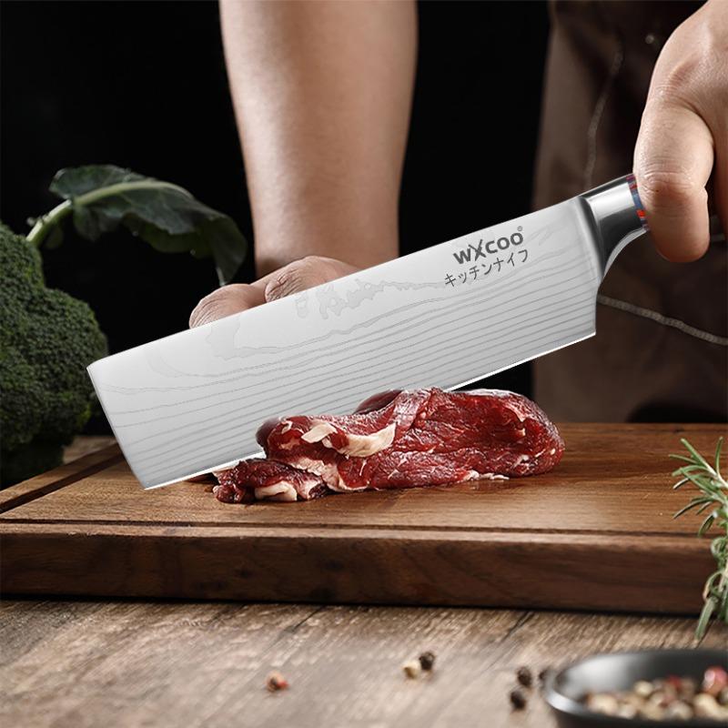 5Cr15MOV Нержавеющая сталь Нож шеф-повара тесак Дамасский узор Кухонный нож Набор японских ножей Сантоку Инструмент для разделки