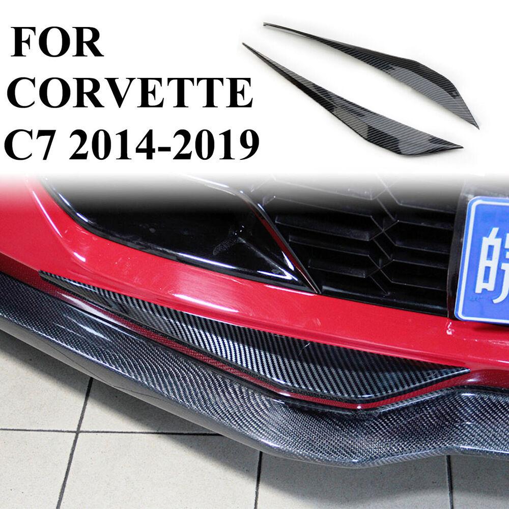 2pcs Car Accessories for Chevrolet Corvette C7 2014-2018 Carbon Fiber Printed Front Bumper Corner Protector Cover Trim