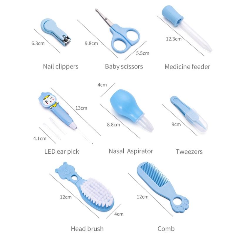 Baby Care Kit , 8pcs Essential Tools Comb Brush Combination Set Baby Nails Trimmer for Safe and Convenient Caring