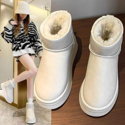 Зимние ботинки на толстой подошве 2025 зима на подкладке и утепленные Северо-восточные большие хлопковые ботинки водонепроницаемые и нескользящие ботинки-хлебцы на платформе хлопковые ботинки