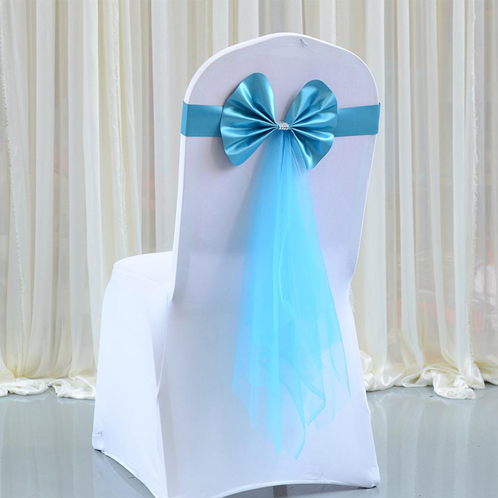 10Pcs Organza Chair Sashes Knot Bands Chair Bows For For Wedding Party Banquet Event Country Wedding Chair Decoration
