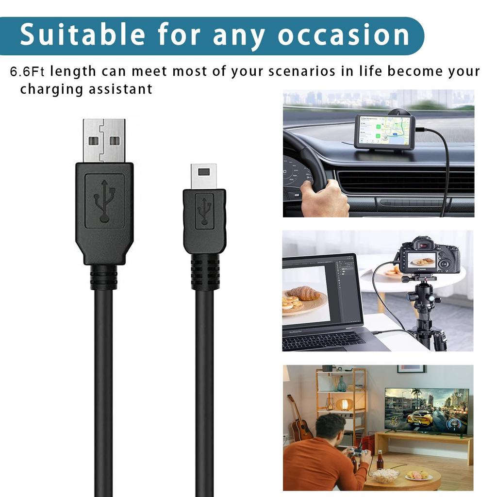 6ft Mini-B Charger Cable for LeapPad 3/Platinum/Ultra/LeapReader/Kids Tablet USB A to Mini-B Charging Charger Cable Cord
