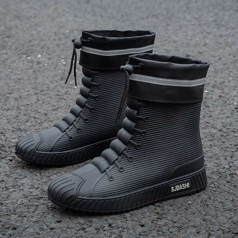 Короткие водонепроницаемые дождевые ботинки, нескользящие и теплые мужские резиновые сапоги, женские кухонные бархатные износостойкие новые резиновые ботинки, водные ботинки