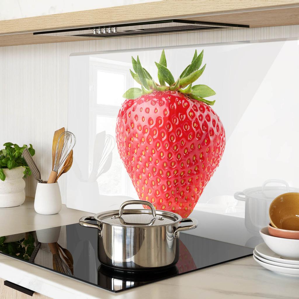 Decorative Glass Kitchen Chopping and Serving Board Strawberry 80x52 cm