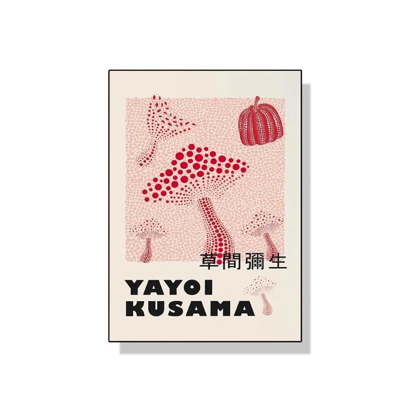 Yayoi Kusama Art Exhibition Pumpkin Flower Wall Art Poster Prints Abstract Canvas Painting Picture for Modern Room Home Decor